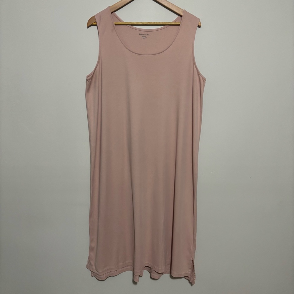 Eileen Fisher XLARGE Midi Maxi Dress Sleeveless Light Pink Quiet Luxury